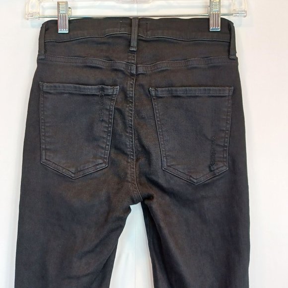 AGOLDE Women's Black Ripped Skinny Leg Stretch High Rise Denim Jean Destroyed 25 - Picture 8 of 12